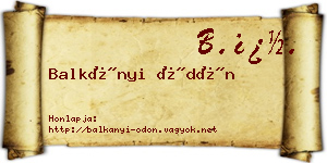 Balkányi Ödön névjegykártya